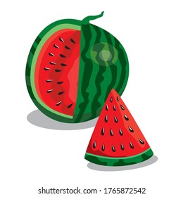 watermelon in the cut and bite, a simple vector picture