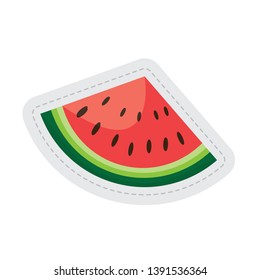 Watermelon cut dotted sticker. Vector illustration design