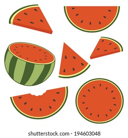 watermelon cut into slices in the set for decorating