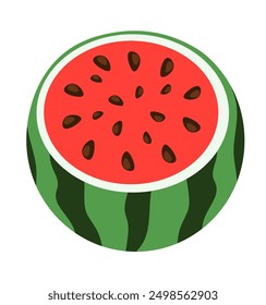 Watermelon cut slice, dissected. Summer fruit. Vector Flat illustration.