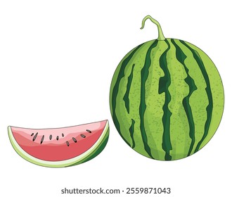 Watermelon with cut of slice isolated on white background
