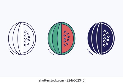 Watermelon Cut and sliced vector icon