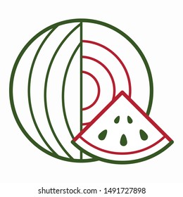 Watermelon cutaway vector icon, logo.