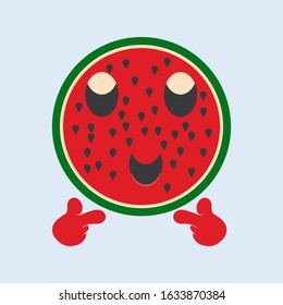 watermelon. Cute fruit vector character set. suitable for children's book collections, children's book covers, coloring books and fruit logos, children's comic book. isolated on white