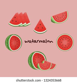 watermelon cute icon with colour