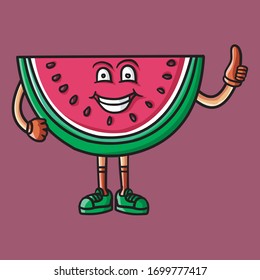 watermelon cute mascot vector cartoon illustration