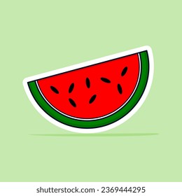 Wassermelonen-Ausschnitt-Symbol, Vektorgrafik, Flachkartografik-Aufkleber-Design