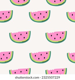 Watermelon cutout summer minimal seamless pattern. Flat papercraft colorful background
