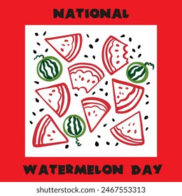 Watermelon Day, August 3. Vector illustration for poster, sticker, banner, postcard