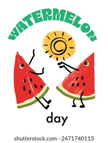 Watermelon Day, August 3. Vector illustration for poster, sticker, banner, postcard