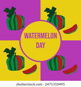 Watermelon Day concept in trendy Pop Art style. Doodle Hand Drawn Watermelon pattern can used interior picture. Artistic avant-garde vector can used painting, card, postcard cover print. EPS 10 