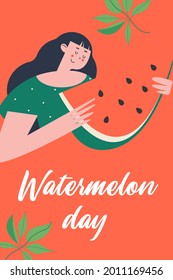 Día de la sandía. Festividad vectorial clipart. Plantilla para una postal, afiche, invitación.