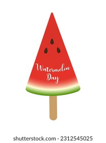 Watermelon day, red and green slice. Vector illustration