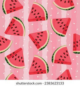 Watermelon Day Vector Clipart. Watermelon slices, holiday flags, watermelon ice cream, juice, watermelon heart, bitten off slice