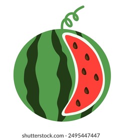 Watermelon dissected Element. Vector Flat illustration.