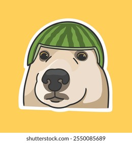 Watermelon Dog Meme Sticker T-shirt Vector Cute Illustration