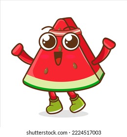 watermelon doing exercise, vector illustration