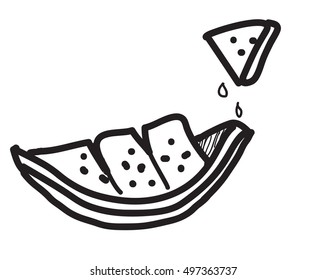 Watermelon Doodle, a hand drawn vector doodle illustration of a watermelon.