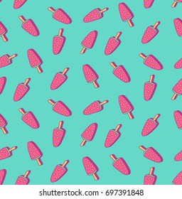 Watermelon doodle ice cream on a stick doodle vector seamless vector pattern