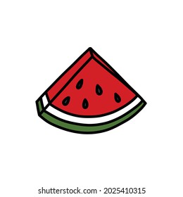 watermelon doodle icon, vector illustration