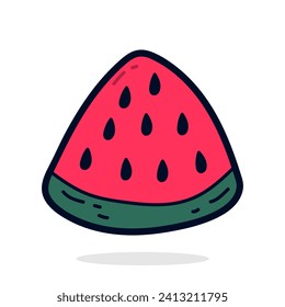Watermelon doodle icon. Vector illustration in flat style. Isolated on white background.