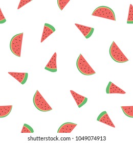 Watermelon doodle pattern background seamless isolated on white vector illustration