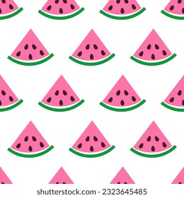 Watermelon doodle seamless pattern. Simple slices, geometric fruits, cute childish print. Vector illustration for wrapping paper, textile, fabric and packaging decoration