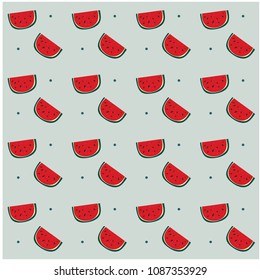 Watermelon Dots Pattern Gray Background Vector Image

