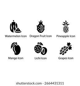 Watermelon, Dragon Fruit, Pineapple, Mango, Lichi, Grapes, icon