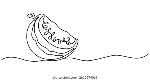 watermelon drawing by one continuous line, on abstract background vector, One continuous line drawing of watermelon. Single line art watermelon. Vector illustration, Modern minimalist art of sliced.