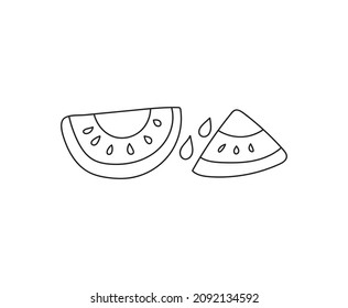 watermelon drawing outline vector illustration
