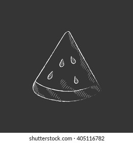 Watermelon. Drawn in chalk icon.