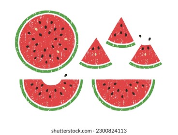 Watermelon drawn with crayon set