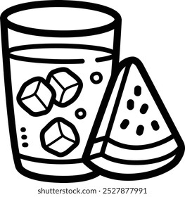 Wassermelone trinken doodle Vektorsymbol und Illustration