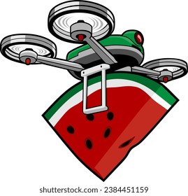 watermelon drone delivery illustration design vector