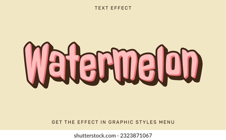 Watermelon editable text effect in 3d style. Text emblem for advertising, branding and business logo