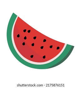 Watermelon emoji icon vector. Nutrition Fruit Art Illustration Agriculture Fresh Farm Product. Watermelon slice isolated on white background.