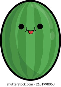 Ilustración plana vectorial de la sandía Emoji