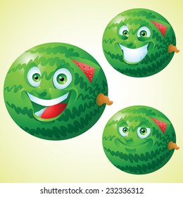 Watermelon face expression cartoon character set