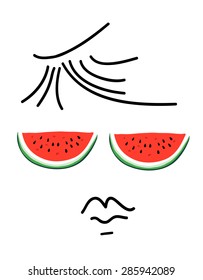 Watermelon face graphic for fashion or other uses in vector