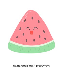 watermelon flat design emoji vector illustration isolated on white background