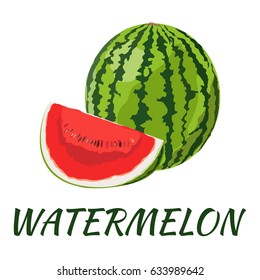 Watermelon. Flat design. Vector illustration. Ripe fruits for Your ideas.