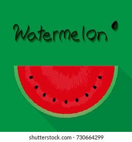 watermelon flat design with word background vector eps10