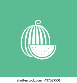 Watermelon Flat Icon On Green Background