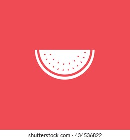 Watermelon Flat Icon On Red Background