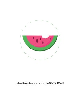 Watermelon flat icon on white background. Watermelon flat icon on white background. Watermelon flat icon on white background. 