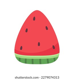 Watermelon flat icons set isolated on white background. Cartoon watermelon cute and kawaii style. Funny water melon illustration. Whole, slice, half fresh healthy summer fruits icons.