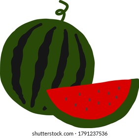 watermelon flat illustration vector icon