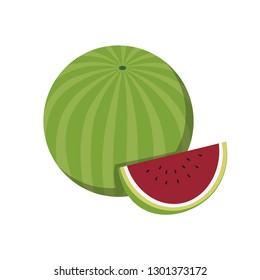 Watermelon in flat style. Food icon. Isolated vector illustration.