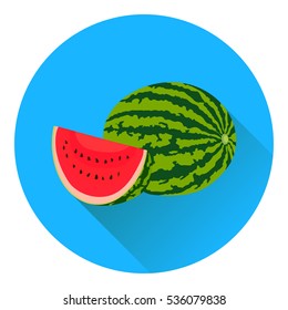 Watermelon. Flat style with long shadow.
